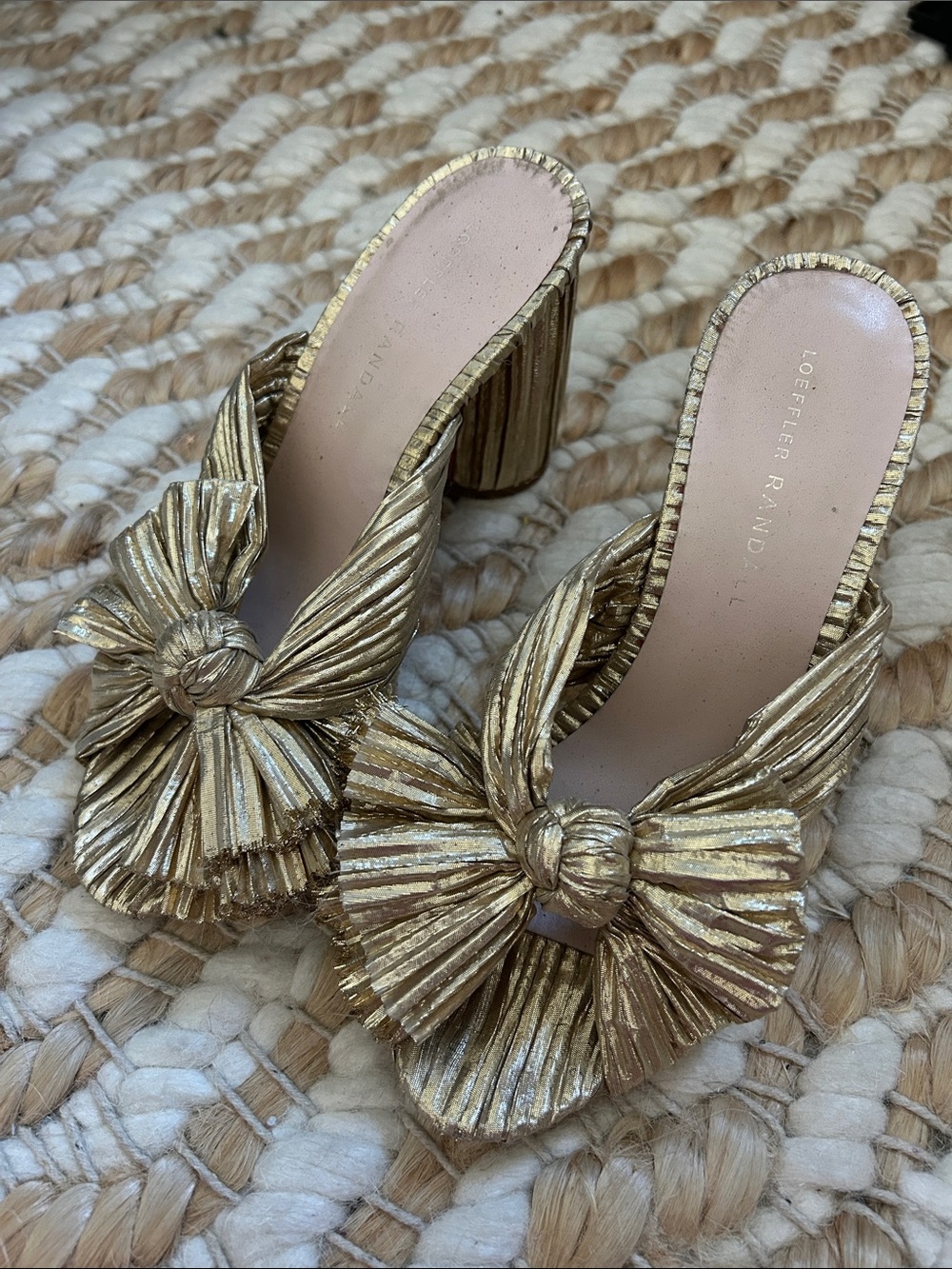 Loeffler Randall Penny Heels Gold Sz 7